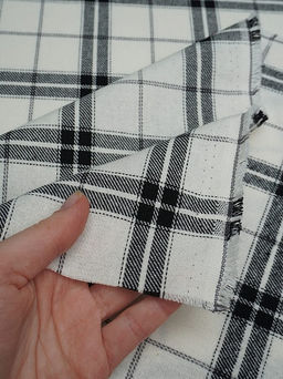 Фуле "Клетка" цв.белый/черный, ш.1.45м, хлопок-100%, 170гр/м.кв
