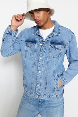 Синяя мужская джинсовая куртка стандартного кроя TMNSS23CE00025