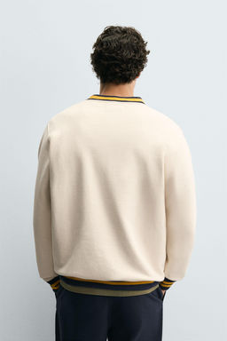 SWEATSHIRT WITH CONTRAST EMBROIDERY AND RIBBING - Zara фото 3