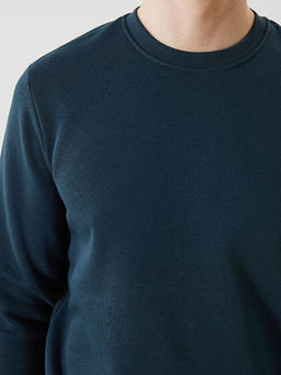 Bisiklet Yaka Uzun Kollu Bask?l? Erkek Sweatshirt