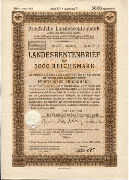 Облигация 4,5% 5000 марок 1940 года Германия