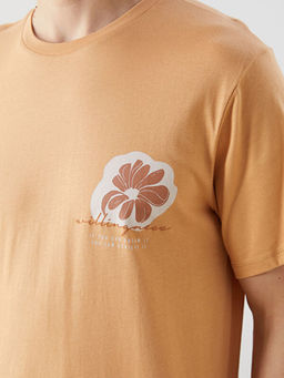 Bisiklet Yaka K?sa Kollu Bask?l? Penye Erkek Ti??rt