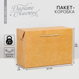 Пакет—коробка «Крафтовый», 28 × 20 × 13 см