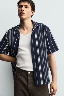 CAMISA REGULAR FIT JACQUARD RAYAS / Marino - Zara фото 7