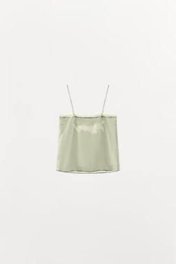 TOP SEDA 100% BORDADO FLORAL / Verde agua - Zara фото 5