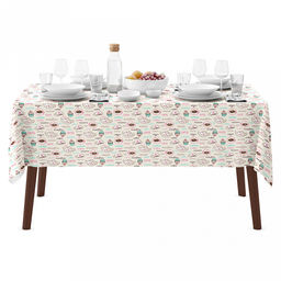 Скатерть 180х145см "На десерт, вид 1/1", длина стола до 140см, на 6 персон, рогожка (хлопок 100%) 171г/м2, упаковка классическая, пакет ПВХ 28х41см, "Домашняя мода" (Россия)