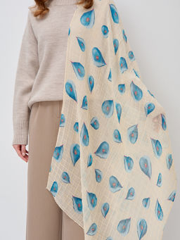 ХЛОПОК ВИСКОЗА Большой, мягкий, двусторонний палантин c принтом