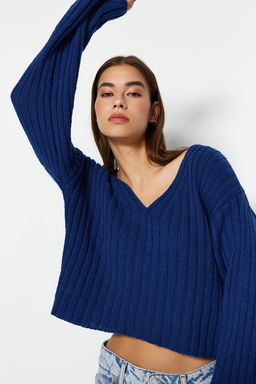 Saks Merserize Gorunumlu Yunlu Genis Kal?p Basic Triko Kazak TWOAW23KZ01844