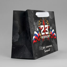 Цена за 2 шт. Пакет подарочный ламинированный, упаковка, «23 февраля», MS 23×18×10 см