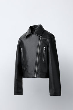 CAZADORA BIKER EFECTO PIEL / Negro