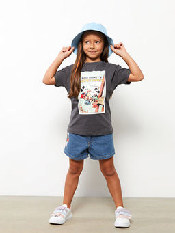 Beli Lastikli Mickey Mouse Bask?l? K?z ?ocuk Jean ?ort