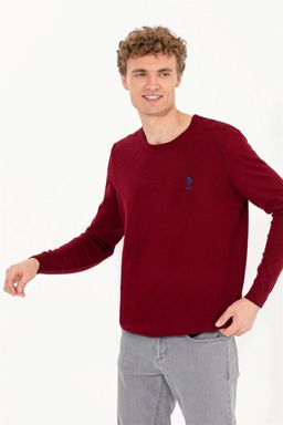 U. S. Polo Assn Мужской бордово-красный базовый свитер - U.s. polo assn фото 3