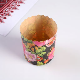 Цена за 500 шт. Форма для кулича бумажная «Шиповник», 7×8.5 см, разноцветная