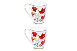 Набор 2 кружек 300 мл 11*8*11 см Маки на ножке, NEW BONE CHINA - Elan gallery фото 6