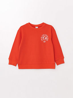 Bisiklet Yaka Bask?l? Uzun Kollu K?z ?ocuk Sweatshirt