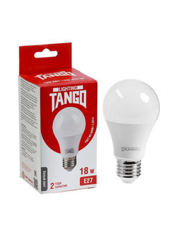 Цена за 2 шт. Лампа светодиодная TANGO, А60, 18 Вт, E27, 1710 Лм, 4000K, IP20, свечение нейтральное белое