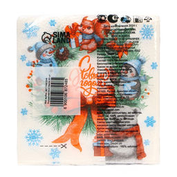 Цена за 4 шт. Салфетки новогодние бумажные «С Новым годом» 1 слой, 24×24 см, 50 шт.