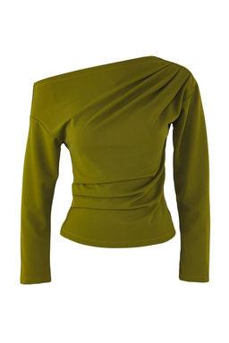 Yag Yesili Buzgu/Drape Detayl? Dokumlu Asimetrik Yaka Orme Bluz TWOAW26BZ00138