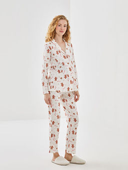 G?mlek Yaka Desenli Hamile Pijama Tak?m?