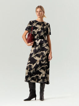 EMKA / Платье миди из 100% вискозы с принтом фото 2