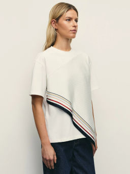 Футболка из хлопка с декоративной деталью / Zarina  фото 4