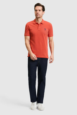 Erkek Slim Fit Polo Yaka Kiremit Basic Ti__rt