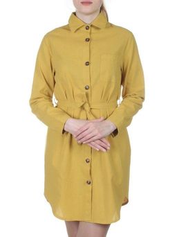 803 YELLOW Платье хлопковое с воротником Fashion