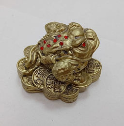 Жаба под бронзу стразы Оберег на процветание 4,5см-6см