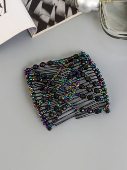 Цена за 2 шт. Зажим для волос «Сетка», шарики грани, 9.5 см, чёрный