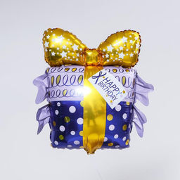 Цена за 5 шт. Шар фольгированный 18" «Подарок с золотым бантом», фигура