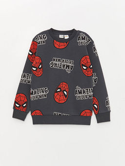 Bisiklet Yaka Spiderman Bask?l? Uzun Kollu Erkek ?ocuk Sweatshirt