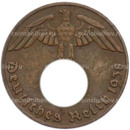 Монета 1 рейхспфенниг 1938 года E Германия