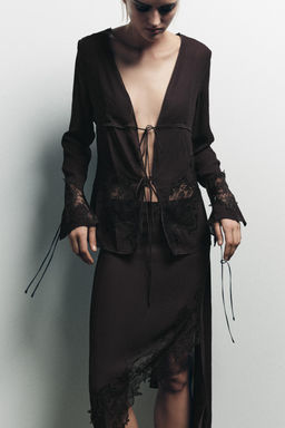 ASYMMETRIC GEORGETTE LACE SKIRT - Zara фото 4