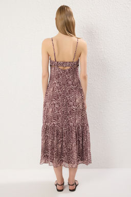 Trendyolmilla Pembe Etnik Desenli A Kesim Maxi Astarl? Sifon Dokuma Elbise TWOSS25EL00721 фото 4