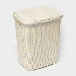 Корзина бельевая, 60 л, 34.6×44.5×56 см, с крышкой, слоновая кость