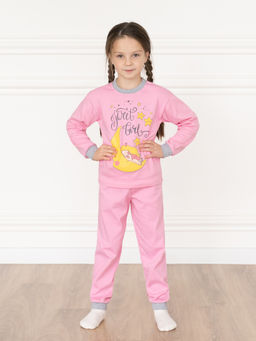 Пижама детская розовая принт девочка