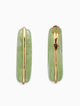 Серьги-кольца акрил «Тренд», нефритовые в золоте