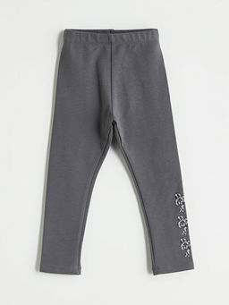 Beli Lastikli Bask?l? K?z ?ocuk Tayt