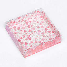 Цена за 5 шт. Коробка для печенья, «Сердца» 12×12×3