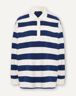 Блузка-поло в широкую горизонтальную бело-зеленую полоску - Incity фото 14