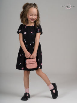 Платье Лето тюльпаны на черном