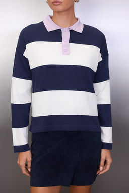 Wardrobe Essentials Pembe Premium Iplik/Ozel Iplikli Genis Kal?p Cizgili Triko Kazak TWOAW26KZ00195 - Trendyolmilla фото 13