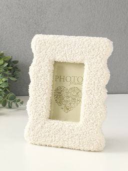 Фоторамка МДФ, иск. мех 9х14 см "Плюш" белая 22,5х18х2 см