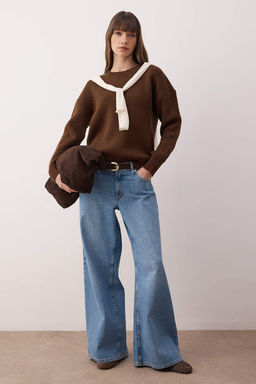 Wardrobe Essentials Sar? Yunlu Premium Iplik Basic Genis Kal?p Triko Kazak | TWOAW26KZ00065 - Trendyolmilla фото 24