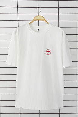 TRENDYOL MAN Ekru Oversize/Genis Kesim Meyve Bask?l? %100 Pamuklu T-Shirt TMNSS25TS00030 - Trendyolmilla фото 12