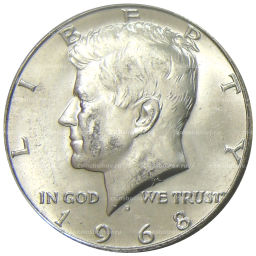 Монета 1/2 доллара (50 центов) 1968 года D США