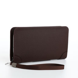 Портмоне мужское на молнии, отдел для карт, монет, коричневое