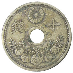 Монета 10 сен 1923 года Япония