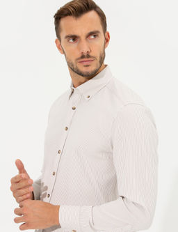 Bej Slim Fit Uzun Kollu G_mlek
