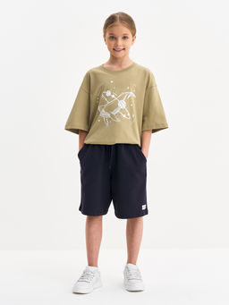 Футболка для девочки цвета хаки с принтом - Kogankids фото 31